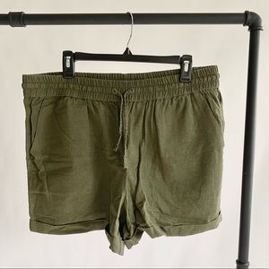 Forever21+ Olive Green Linen Shorts